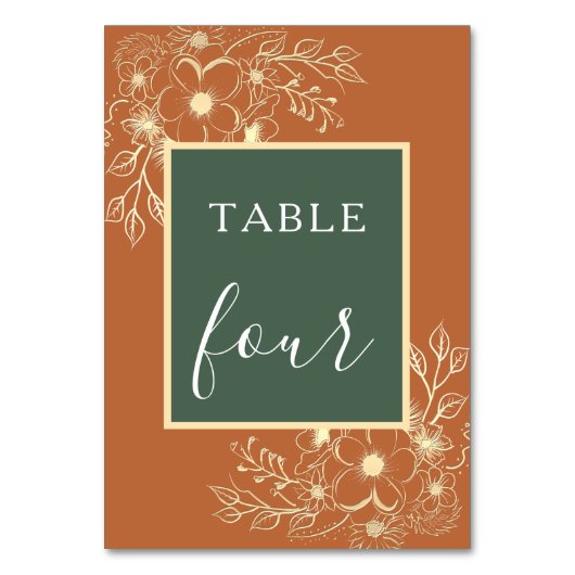 Olijfgroen en Terracotta Trouwtafel Nummer Kaart (Achterkant)
