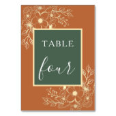 Olijfgroen en Terracotta Trouwtafel Nummer Kaart (Voorkant)