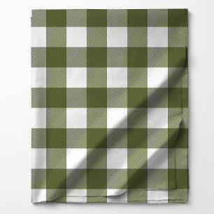 Olijfgroen en wit buffelplaidpatroon stof