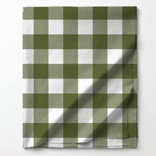 Olijfgroen en wit buffelplaidpatroon stof