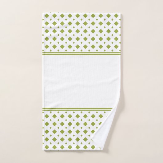 Olijfgroen en wit diamantpatroon bad handdoek (Handdoek)