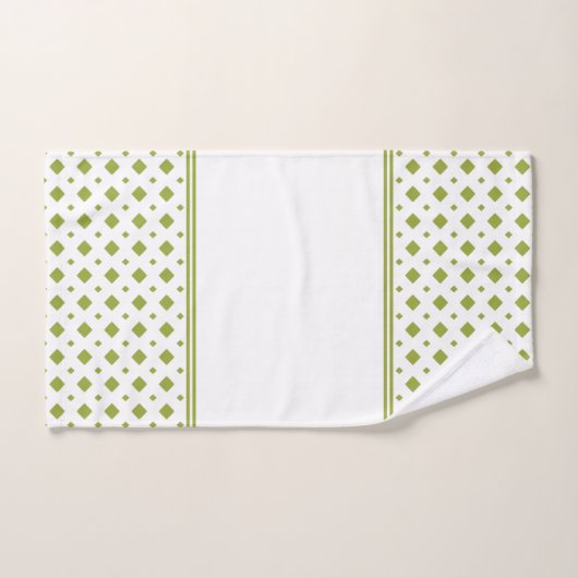 Olijfgroen en wit diamantpatroon bad handdoek (Handdoek)