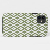Olijfgroen en wit diamantpatroon Case-Mate iPhone case (Achterkant (horizontaal))