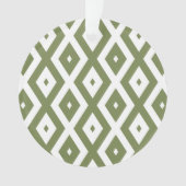 Olijfgroen en wit diamantpatroon ornament (voorkant)