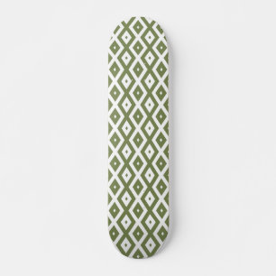Olijfgroen en wit diamantpatroon persoonlijk skateboard