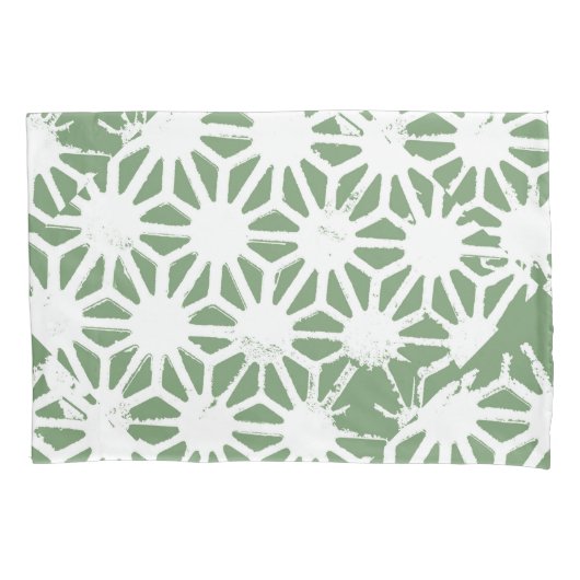 Olijfgroen en wit geometrisch patroon kussensloop (Voorkant)