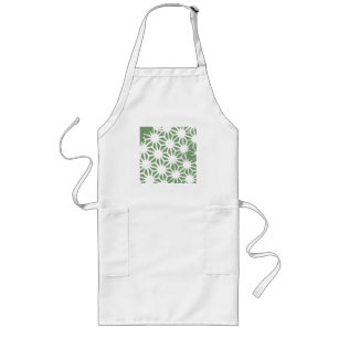 Olijfgroen en wit geometrisch patroon lang schort