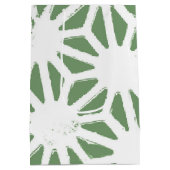 Olijfgroen en wit geometrisch patroon medium cadeauzakje (Achterkant)
