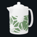 Olijfgroen en wit geometrisch patroon theepot<br><div class="desc">Olijfgroen en wit geometrisch patroon</div>
