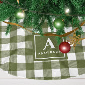Olijfgroen en wit geruit geblokt monogram kerstboom rok