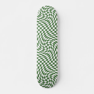 Olijfgroen en wit geruit patroon golf persoonlijk skateboard