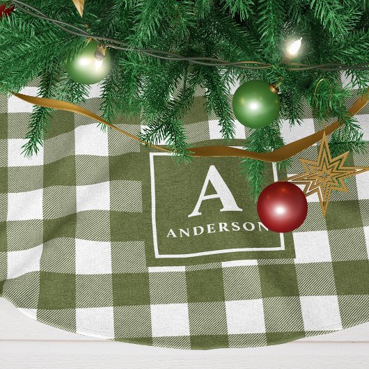 Olijfgroen en wit Gingham geruite monogram Kerstboom Rok