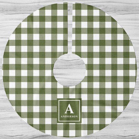 Olijfgroen en wit Gingham geruite monogram Kerstboom Rok