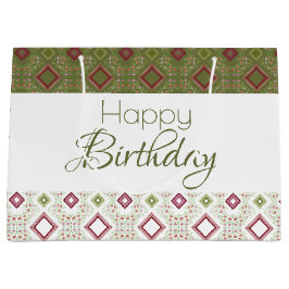 Olijfgroen en wit groot cadeauzakje