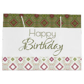 Olijfgroen en wit groot cadeauzakje (Achterkant)