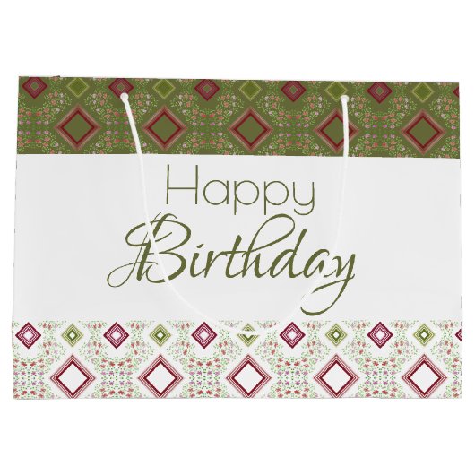 Olijfgroen en wit groot cadeauzakje (Achterkant)