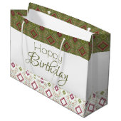 Olijfgroen en wit groot cadeauzakje (Voorkant Gekanteld)