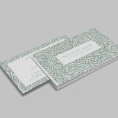 Olijfgroen en wit  paisleypatroon visitekaartje