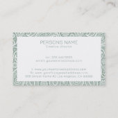 Olijfgroen en wit paisleypatroon visitekaartje (Achterkant)