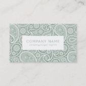 Olijfgroen en wit paisleypatroon visitekaartje (Voorkant)