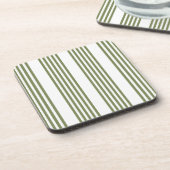 Olijfgroen en wit vijf strepen patroon bier onderzetter (Linkerzijde)