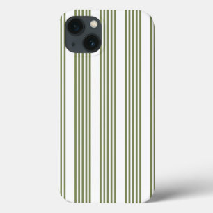 Olijfgroen en wit vijf strepen patroon Case-Mate iPhone case