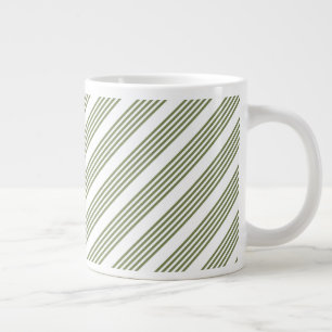 Olijfgroen en wit vijf strepen patroon grote koffiekop