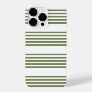 Olijfgroen en wit vijf strepen patroon iPhone 14 pro max hoesje