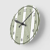 Olijfgroen en wit vijf strepen patroon ronde klok (Hoek)