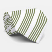 Olijfgroen en wit vijf strepen patroon stropdas (Opgerold)