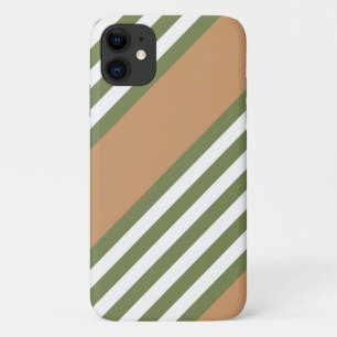 Olijfgroen en wit, vijf strippen, geelbruin Case-Mate iPhone case