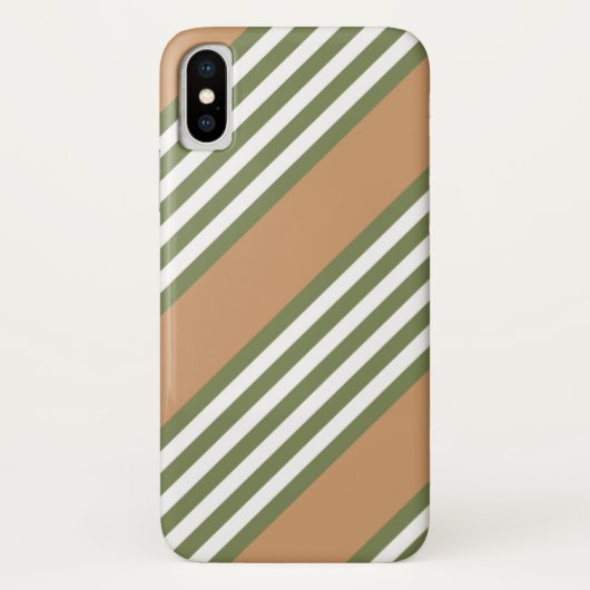 Olijfgroen en wit, vijf strippen, geelbruin Case-Mate iPhone case (Achterkant)