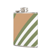 Olijfgroen en wit, vijf strippen, geelbruin heupfles (Links)