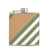 Olijfgroen en wit, vijf strippen, geelbruin heupfles (Voorkant)