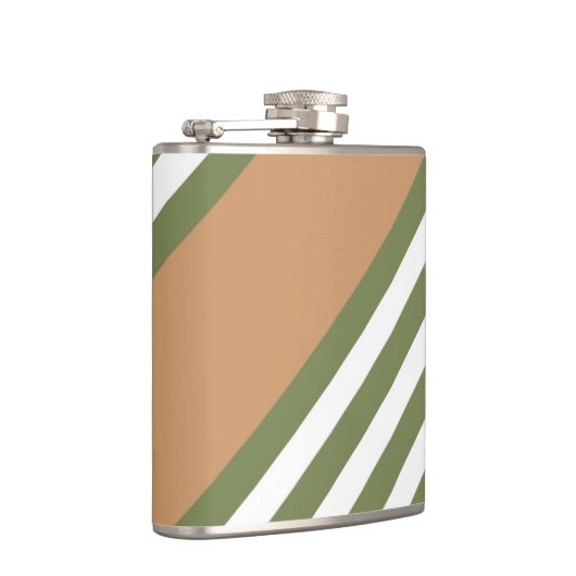 Olijfgroen en wit, vijf strippen, geelbruin heupfles (Rechts)
