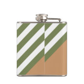 Olijfgroen en wit, vijf strippen, geelbruin heupfles (Achterkant)