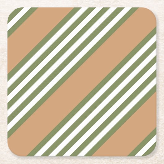 Olijfgroen en wit, vijf strippen, geelbruin kartonnen onderzetters (Voorkant)