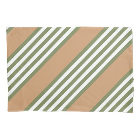 Olijfgroen en wit, vijf strippen, geelbruin kussensloop (Voorkant)