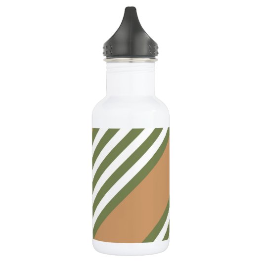 Olijfgroen en wit, vijf strippen, geelbruin waterfles (Links)
