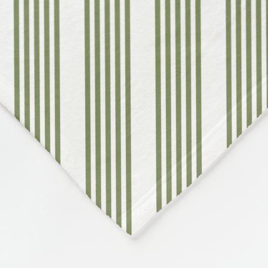 Olijfgroen en wit vijfstrips fleece deken (Hoek)