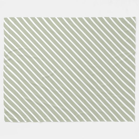 Olijfgroen en wit vijfstrips fleece deken (Voorkant (Horizontaal))