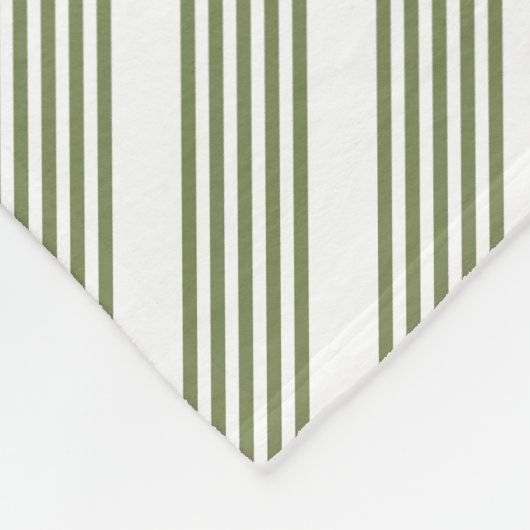 Olijfgroen en wit vijfstrips fleece deken (Hoek)