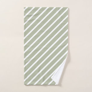 Olijfgroen en wit vijfstrips handdoek