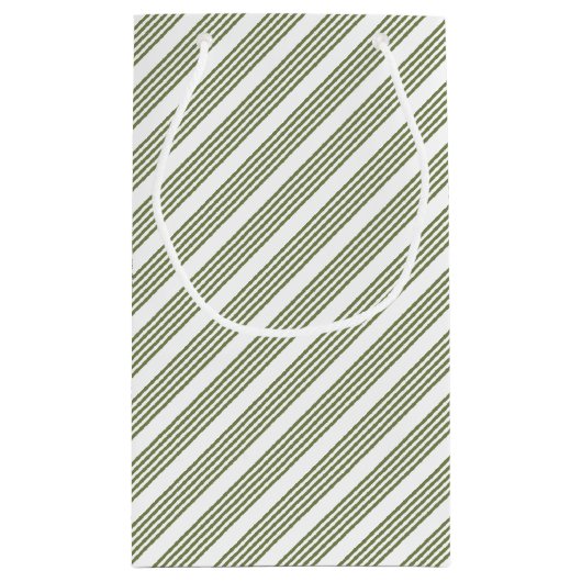 Olijfgroen en wit vijfstrips klein cadeauzakje (Achterkant)