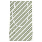 Olijfgroen en wit vijfstrips klein cadeauzakje (Voorkant)
