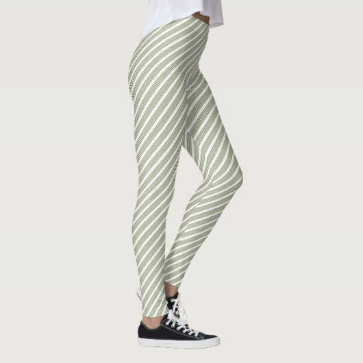 Olijfgroen en wit vijfstrips leggings (Rechts)