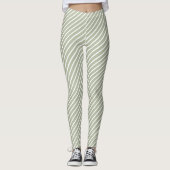 Olijfgroen en wit vijfstrips leggings (Voorkant)