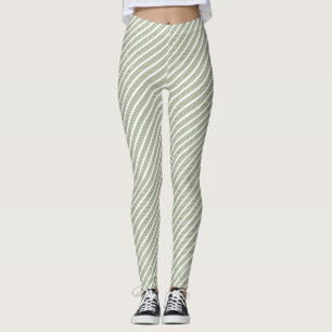 Olijfgroen en wit vijfstrips leggings