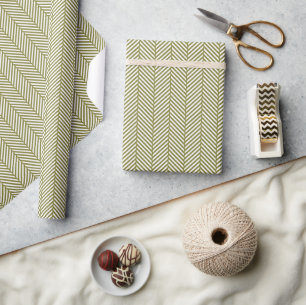 Olijfgroen en wit visgraat cadeaupapier