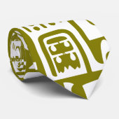 Olijfgroen en witte doodles van 7 stropdas (Opgerold)